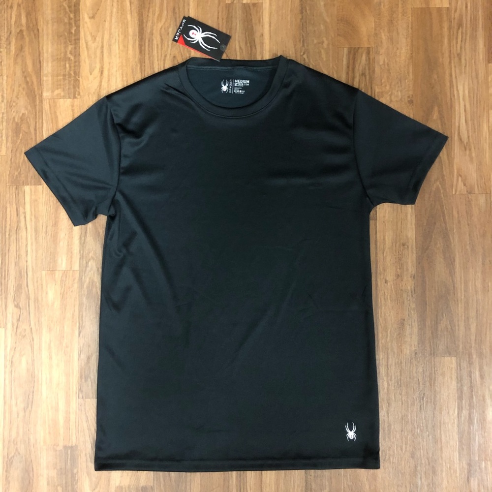 NWT Spyder Men’s Medium Crew Neck Black T-Shirt Lightweight Pro-Stretch